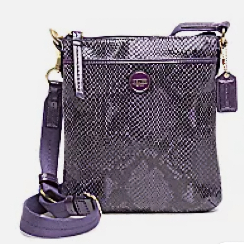Coach Purple Python Embossed Leather Crossbody Ba… - image 3